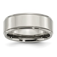 Chisel Titanium Polished 8mm Ridged Edge Band view 1