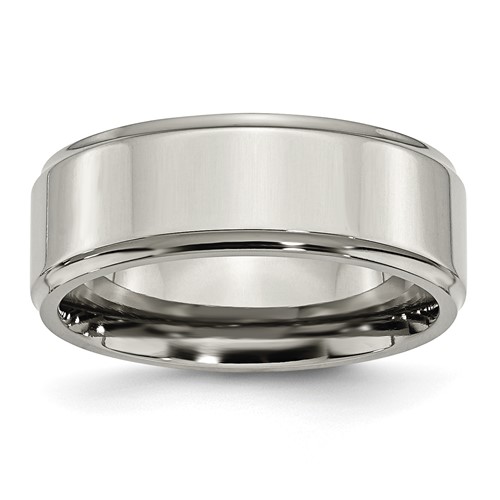Chisel Titanium Polished 8mm Ridged Edge Band