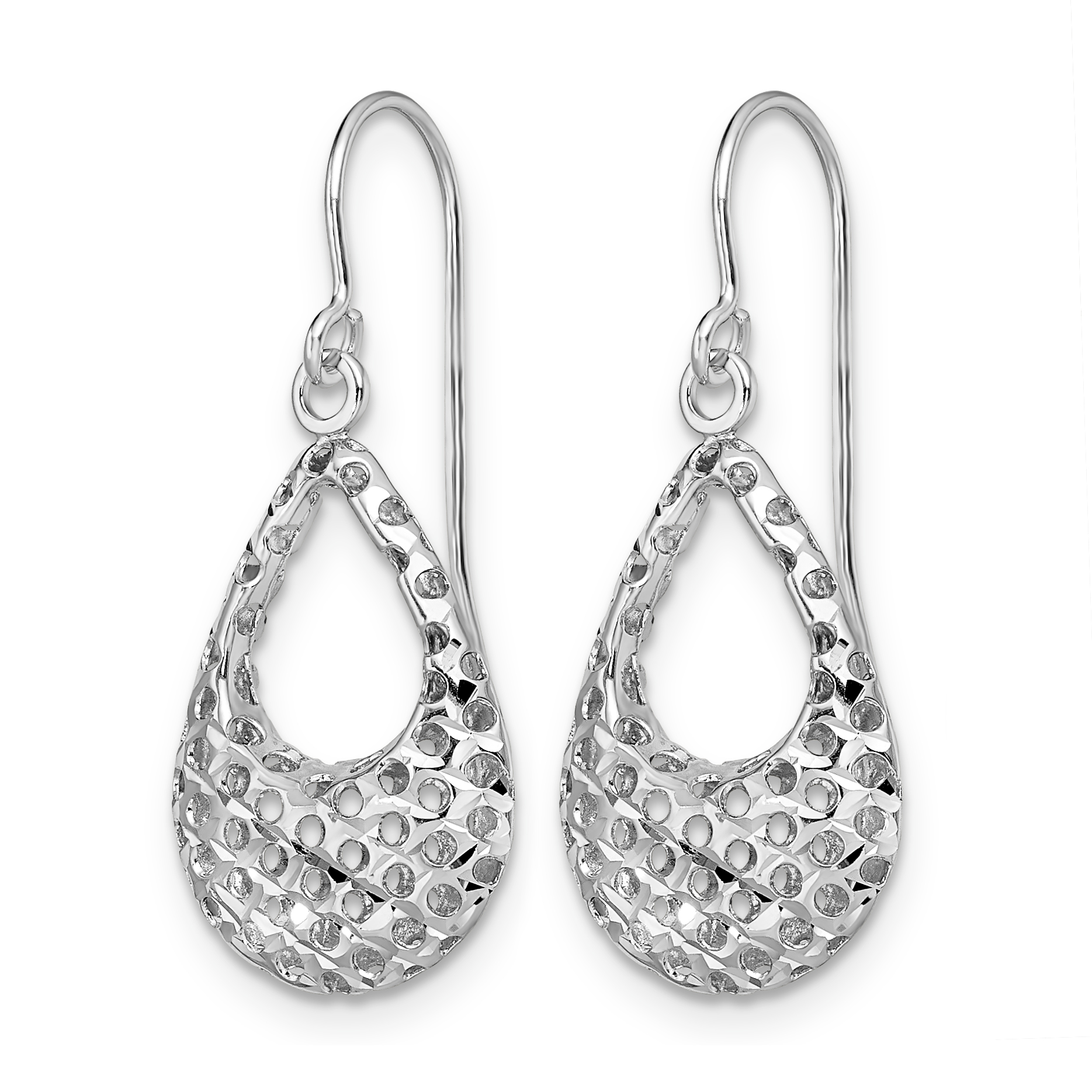 10K Gold Textured Shepherd Hook Dangle Earrings TB37 detailed image 2