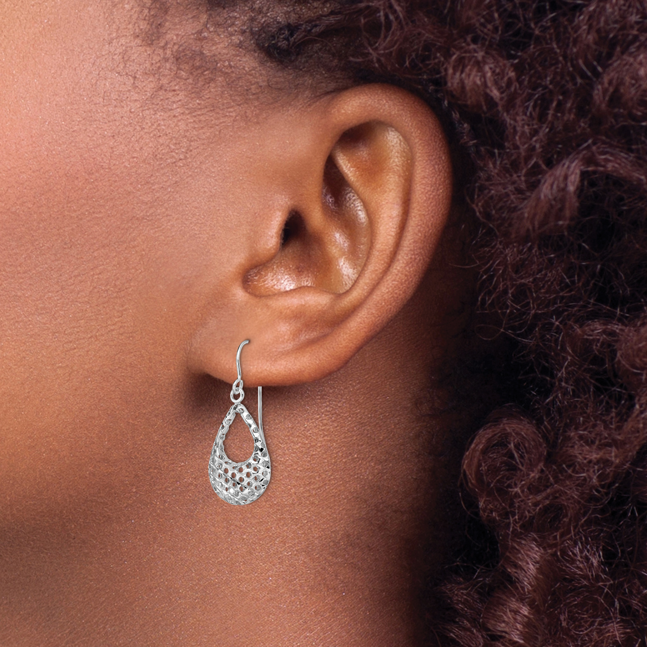 10K Gold Textured Shepherd Hook Dangle Earrings TB37 detailed image 4
