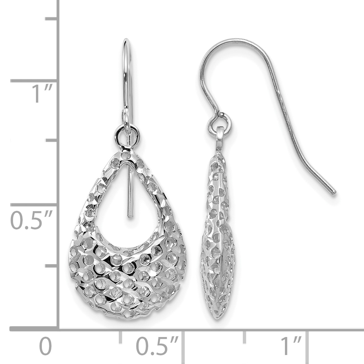 10K Gold Textured Shepherd Hook Dangle Earrings TB37 detailed image 3