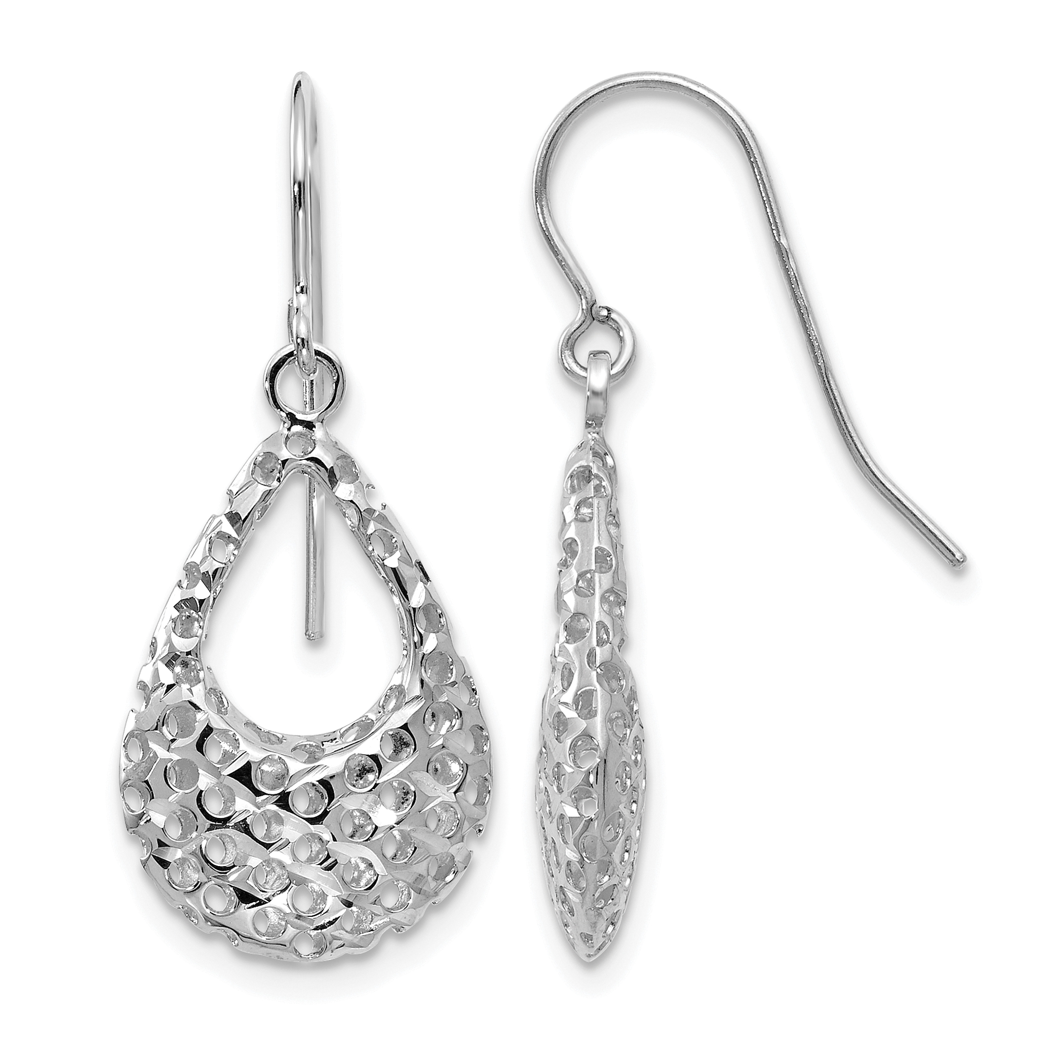 10K Gold Textured Shepherd Hook Dangle Earrings TB37 main product image