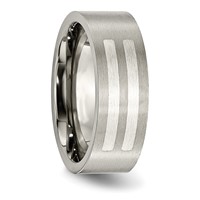 Titanium Brushed Band with Sterling Silver Inlay 8mm Flat view 5