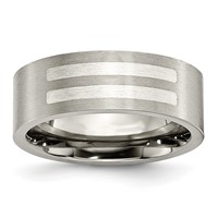 Titanium Brushed Band with Sterling Silver Inlay 8mm Flat view 1