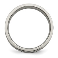 Chisel Titanium Brushed Band with Sterling Silver Inlay 6mm Grooved view 2
