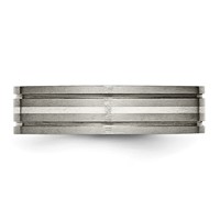 Chisel Titanium Brushed Band with Sterling Silver Inlay 6mm Grooved view 3