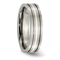 Chisel Titanium Brushed Band with Sterling Silver Inlay 6mm Grooved view 4