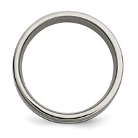 Titanium Brushed W Sterling Silver Inlay 8mm Grooved Band view 2