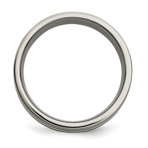 Titanium Brushed w/Sterling Silver Inlay 8mm Grooved Band