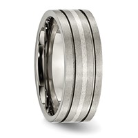 Titanium Brushed W Sterling Silver Inlay 8mm Grooved Band view 4