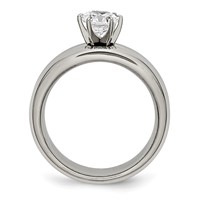 Chisel Titanium Polished Ring with CZ view 2