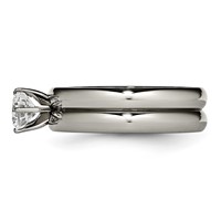 Chisel Titanium Polished Ring with CZ view 3