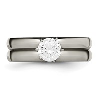 Chisel Titanium Polished Ring with CZ view 4