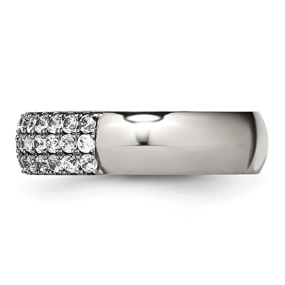 Chisel Titanium Polished Multi-row CZ 7mm Band