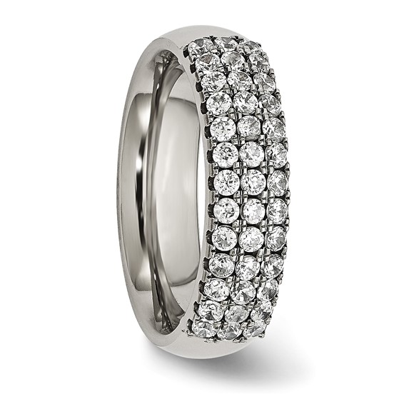 Chisel Titanium Polished Multi-row CZ 7mm Band
