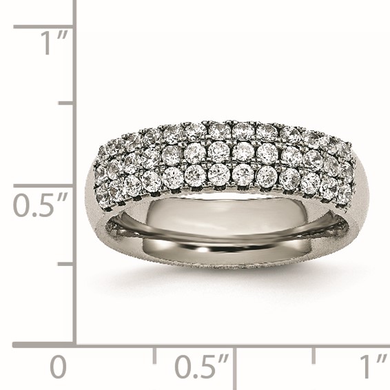 Chisel Titanium Polished Multi-row CZ 7mm Band