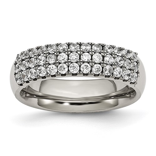 Chisel Titanium Polished Multi-row CZ 7mm Band