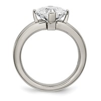 Chisel Titanium Polished Ring with CZ view 2