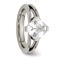 Chisel Titanium Polished Ring with CZ view 5