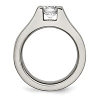 Chisel Titanium Ring with Sterling Silver Accent Polished with CZ view 2