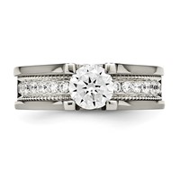Chisel Titanium Ring with Sterling Silver Accent Polished with CZ view 4