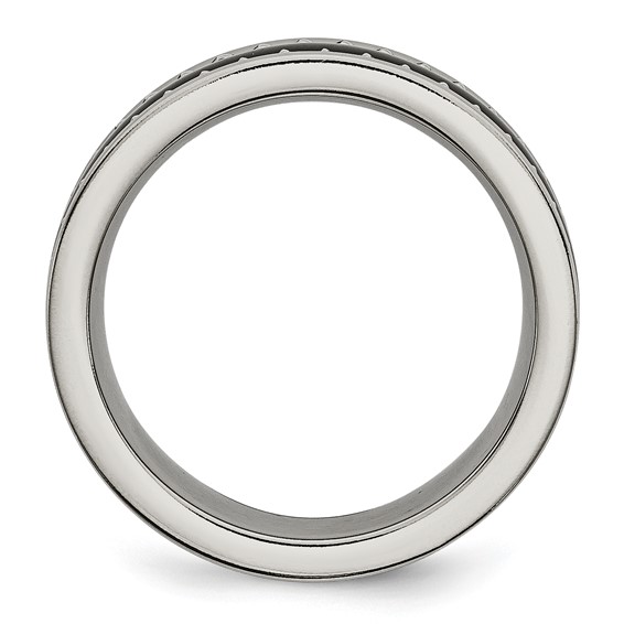 Titanium w/Sawtooth Accent/Polished Black Ceramic Center 8mm Band