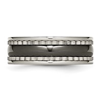 Titanium Band with Sawtooth Accent Polished Black Ceramic Center 8mm view 3