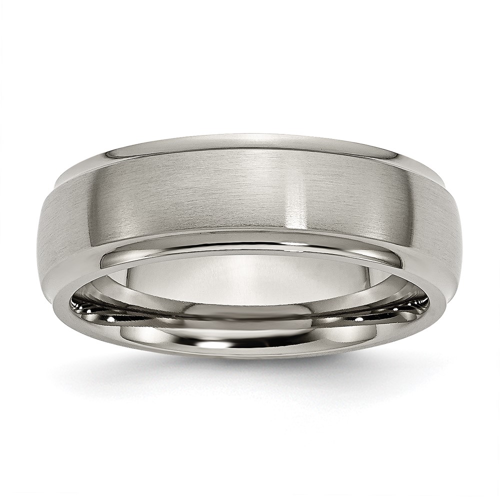 Chisel Titanium Brushed Center 7mm Ridged Edge Band