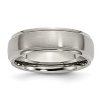 Chisel Titanium Brushed Center 7mm Ridged Edge Band view 1