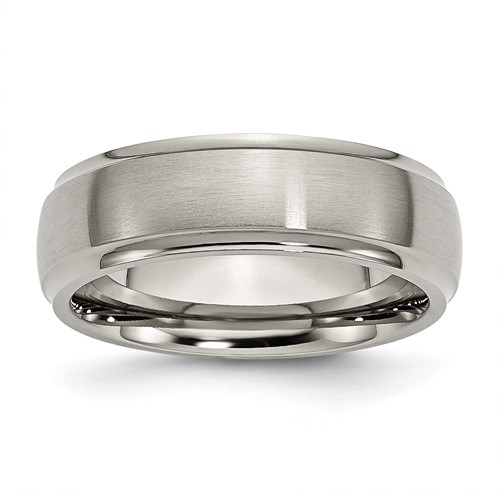 Chisel Titanium Brushed Center 7mm Ridged Edge Band
