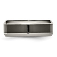 Chisel Titanium Polished Band with Black Ceramic Center 8mm Beveled view 3