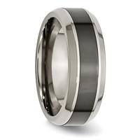 Chisel Titanium Polished Band with Black Ceramic Center 8mm Beveled view 4