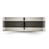 Titanium Base Band with Polished Black Ceramic Center Flat 8mm view 3