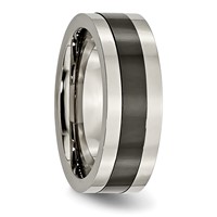 Titanium Base Band with Polished Black Ceramic Center Flat 8mm view 4
