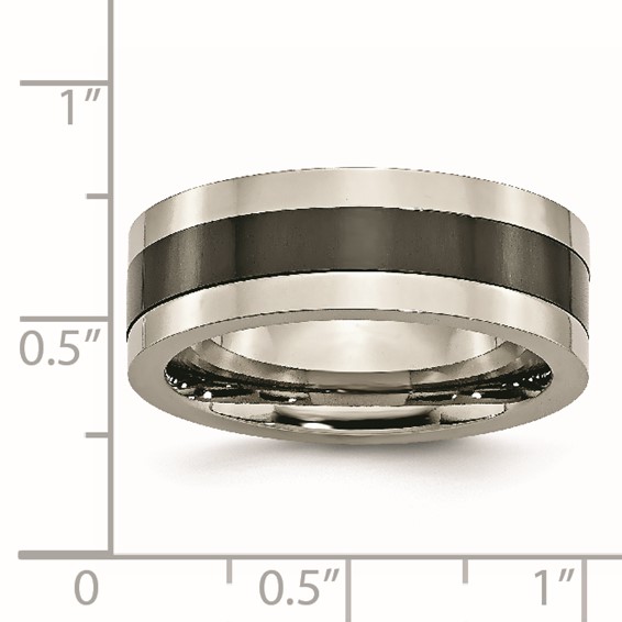 Titanium Base w/Polished Black Ceramic Center Flat 8mm Band