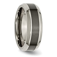 Chisel Titanium Polished Band with Black Ceramic Center 8mm Beveled view 4