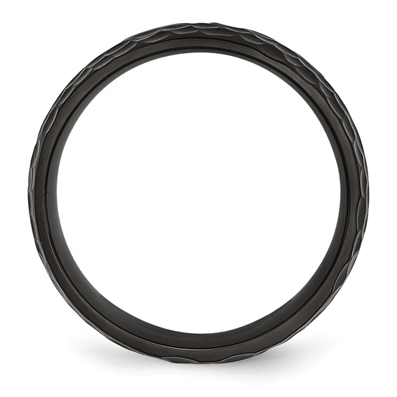 Chisel Titanium Brushed and Polished Hammered Black IP-plated 8mm Band