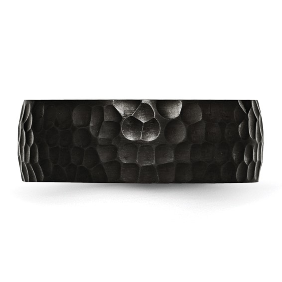 Chisel Titanium Brushed and Polished Hammered Black IP-plated 8mm Band