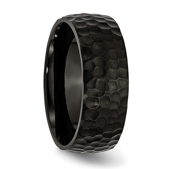 Chisel Titanium Brushed and Polished Hammered Black IP-plated 8mm Band