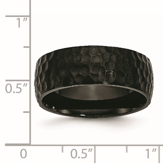 Chisel Titanium Brushed and Polished Hammered Black IP-plated 8mm Band