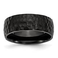 Chisel Titanium Brushed and Polished Hammered Black IP-plated 8mm Band view 1