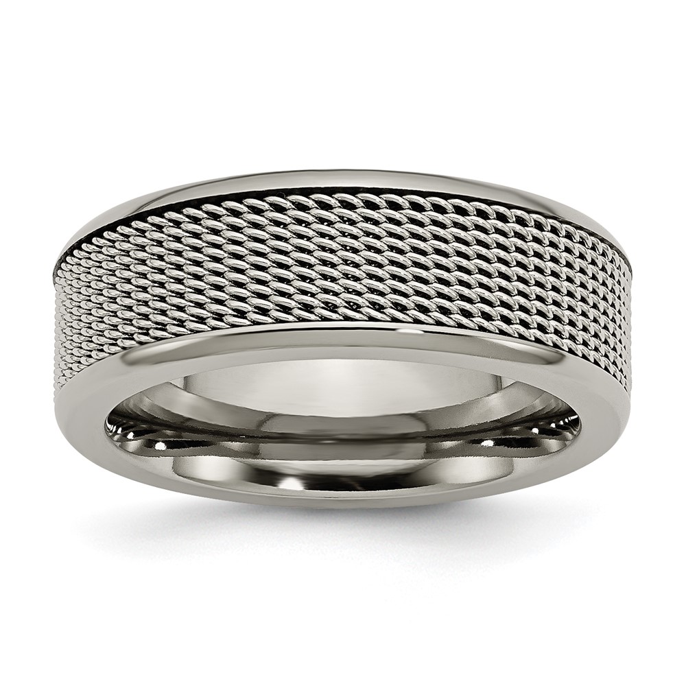 Titanium Base Band with Stainless Steel Mesh Center 8mm