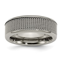 Titanium Base Band with Stainless Steel Mesh Center 8mm view 1