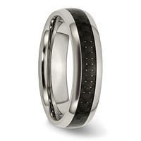 Chisel Titanium Polished Band with Black Carbon Fiber Inlay 6mm view 4