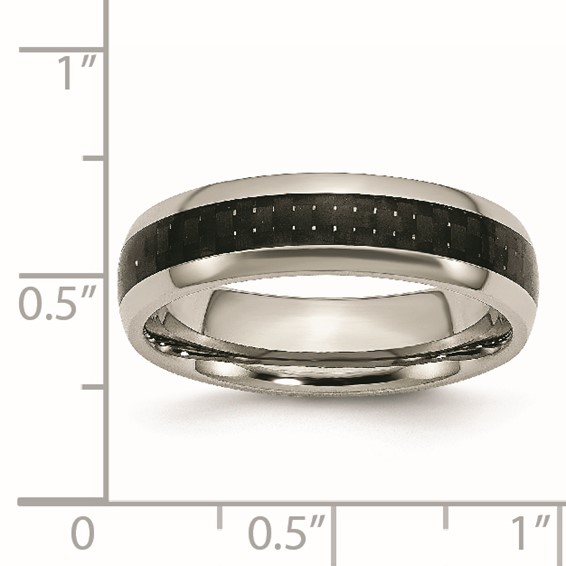 Chisel Titanium Polished with Black Carbon Fiber Inlay 6mm Band