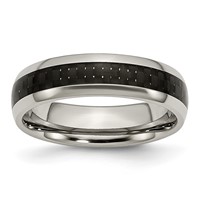 Chisel Titanium Polished Band with Black Carbon Fiber Inlay 6mm view 1