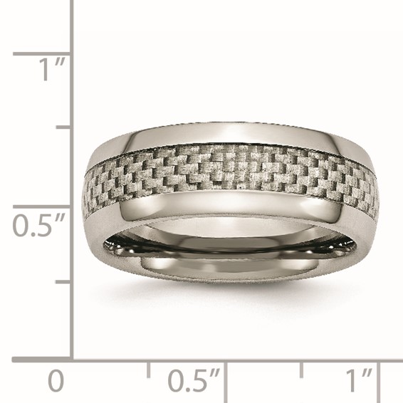 Chisel Titanium Polished with Grey Carbon Fiber Inlay 8mm Band