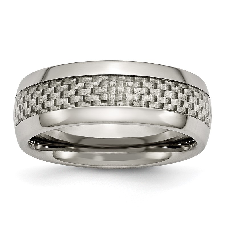 Chisel Titanium Polished with Grey Carbon Fiber Inlay 8mm Band