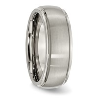 Chisel Titanium Brushed Center 8mm Ridged Edge Band view 4
