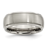 Chisel Titanium Brushed Center 8mm Ridged Edge Band view 1